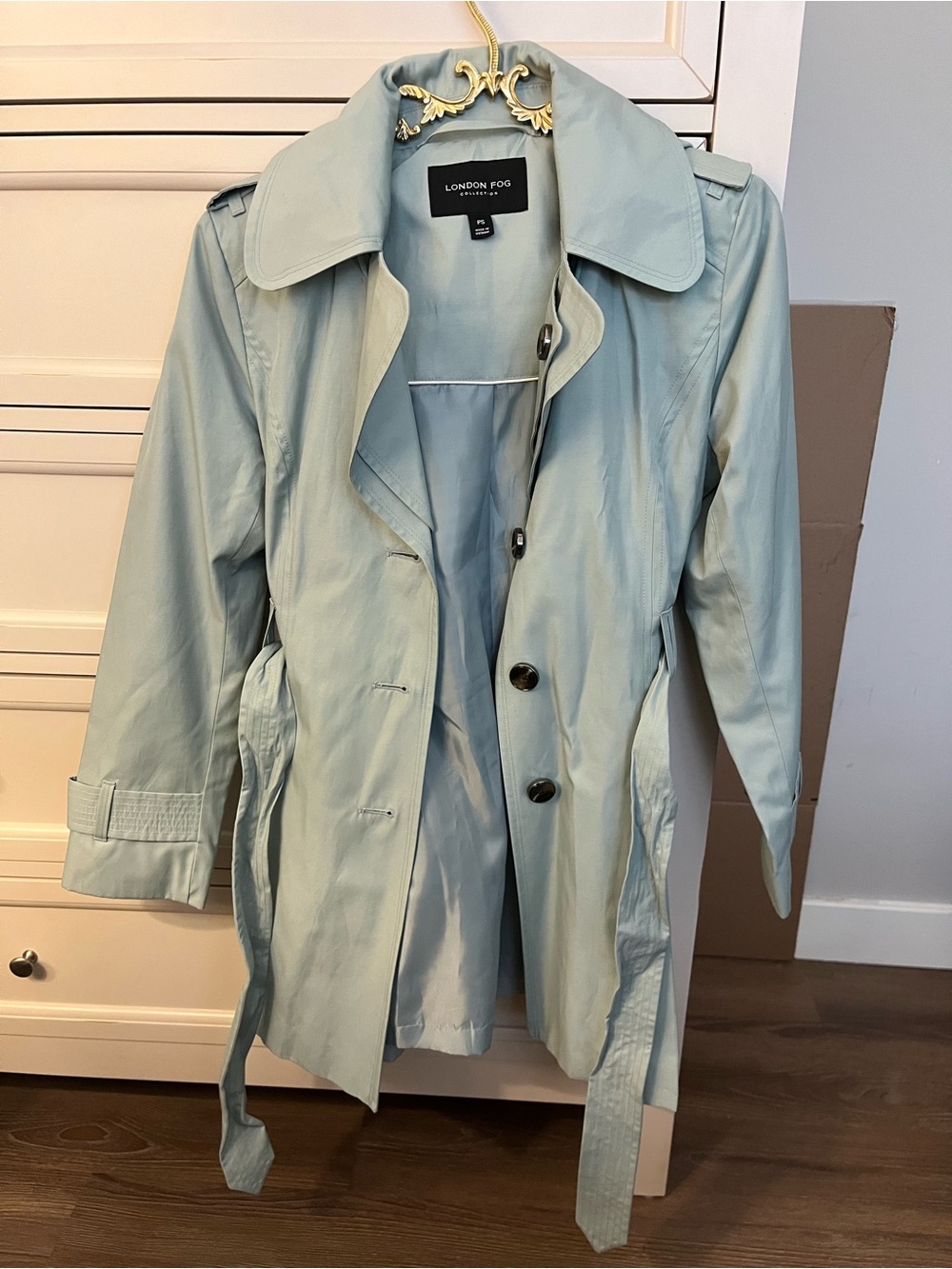 London Fog Women's Light Teal Trench Coat